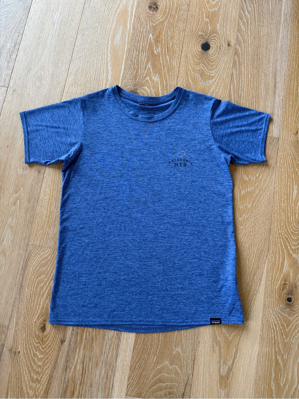 Women’s Patagonia Mountin Biking MTB Blue Heather Capilene Short-Sleeve Tee